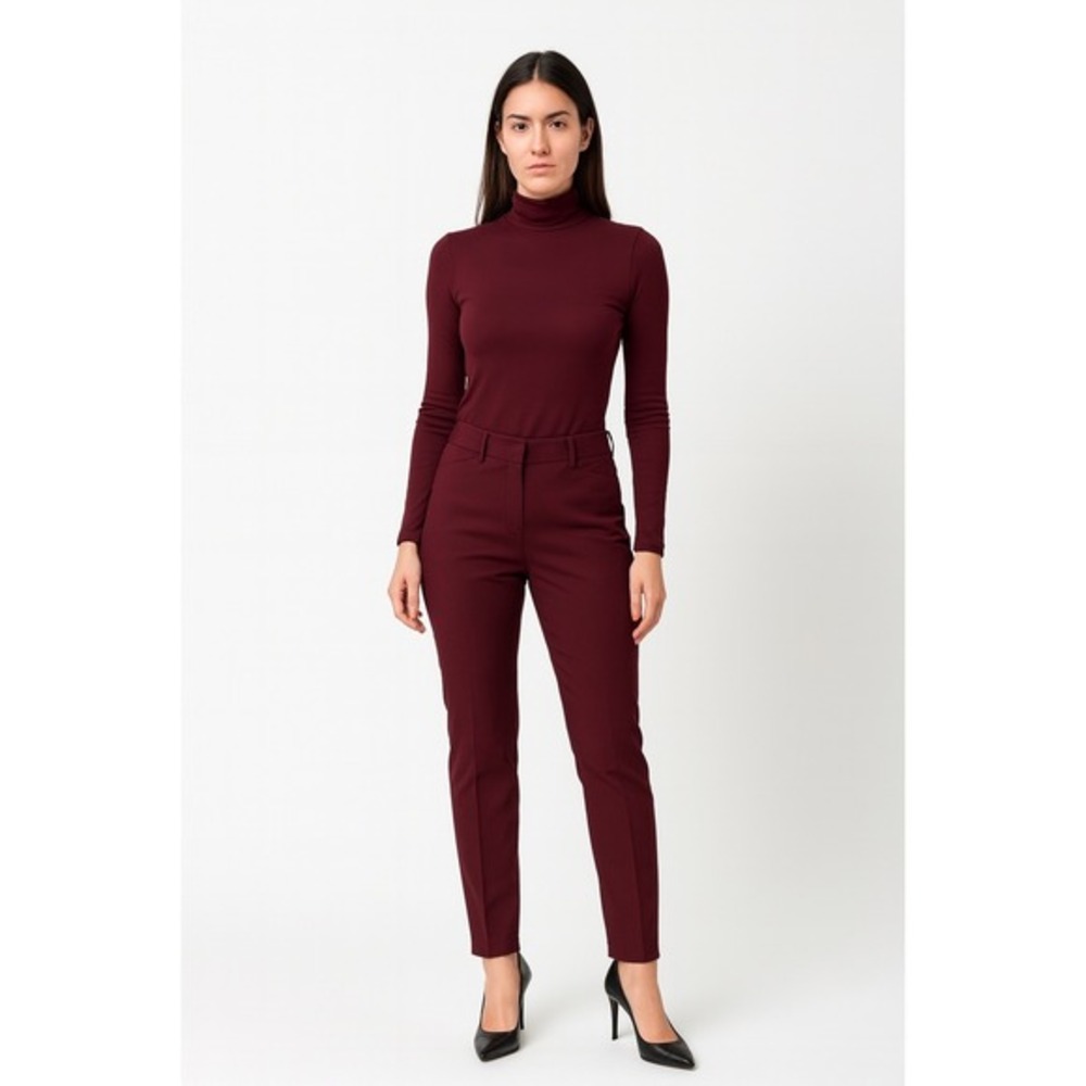 LOFT Marissa Straight Leg Pants 10 Burgundy Career Stretch Modern Academia 54-03